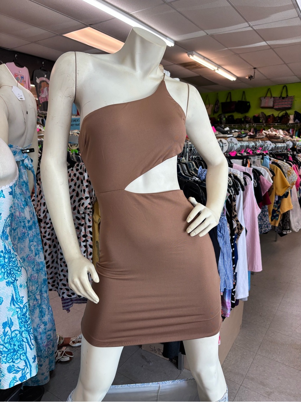 Princess Polly One-Shoulder Cutout Bodycon Dress - Brown